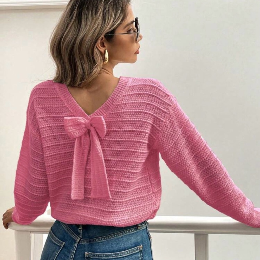 Pink Bow-Back Sweater
